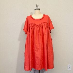 THREE BIRD NEST Mini T-Shirt Dress Orange Knit Sweetheart Boho NWT